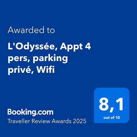 Apartment L'odyssee, Appt 4 Pers, Parking Prive, Wifi